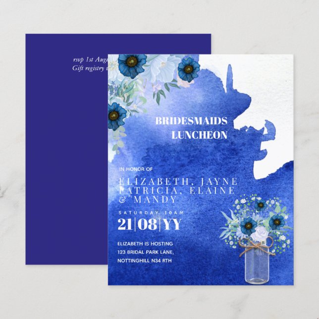 BUDGET Bridesmaids Luncheon Brunch Lunch Floral (Front/Back)