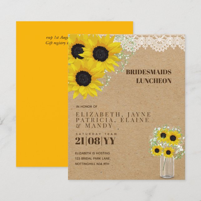 BUDGET Bridesmaids Luncheon Brunch Lunch Floral (Front/Back)