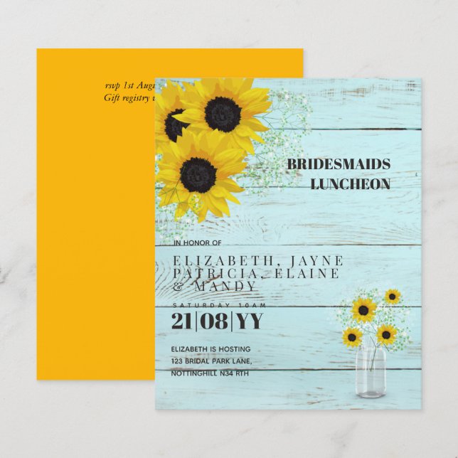 BUDGET Bridesmaids Luncheon Brunch Lunch Floral (Front/Back)