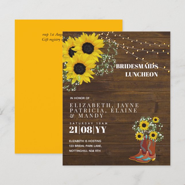 BUDGET Bridesmaids Luncheon Brunch Lunch Floral (Front/Back)