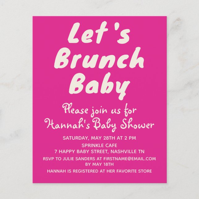 Budget Bright Pink Girl Baby Shower Invitation (Front)