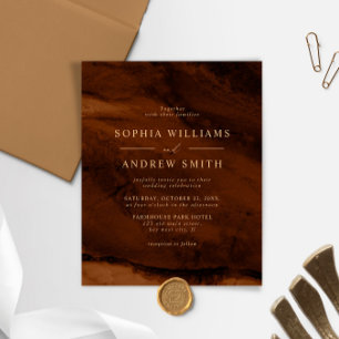 BUDGET Bronze & Gold Minimal Wedding invitation