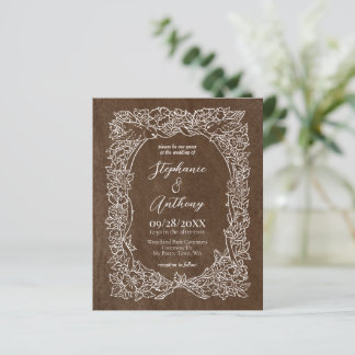 Budget Brown Autumn Floral Wedding Invitation