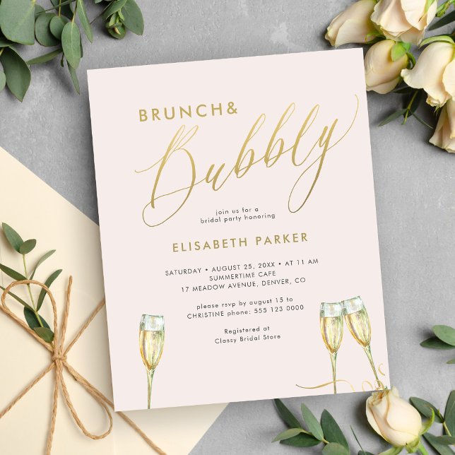Budget brunch and bubbly bridal shower invitation (Creator Uploaded)