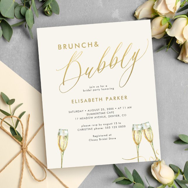 Budget brunch and bubbly bridal shower invitation (Creator Uploaded)