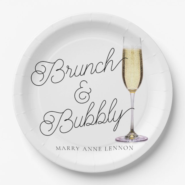 Budget Brunch and Bubbly Cocktail  Paper Plate (Front)