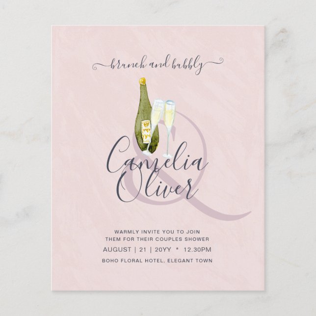 BUDGET Brunch Bubbly Couples Bridal Shower Wedding Flyer (Front)