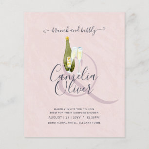 BUDGET Brunch Bubbly Couples Bridal Shower Wedding Flyer