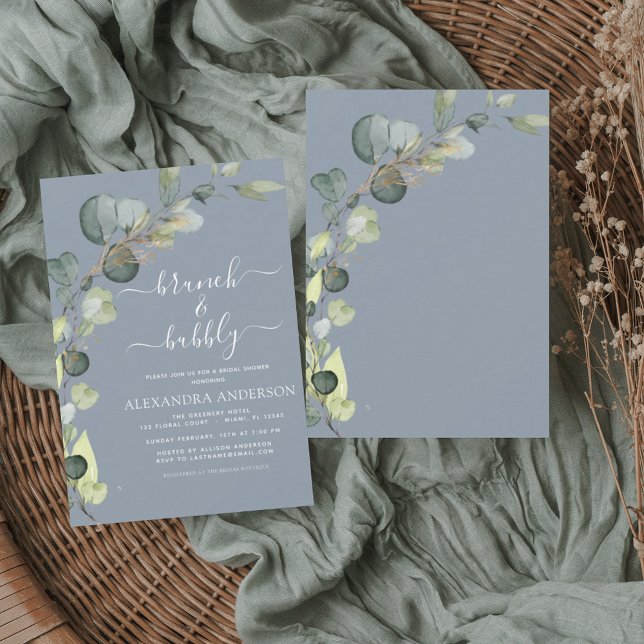 Budget Brunch & Bubbly Dusty Blue Invitation Flyer (Creator Uploaded)