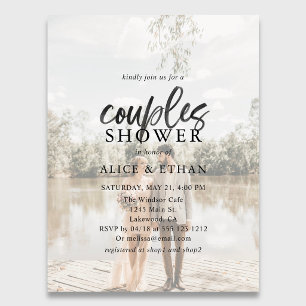Budget Brush Script Photo Couple Shower Invitation Postcard