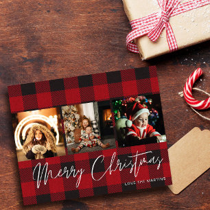 Budget Buffalo Check 3 Photo Merry Christmas Flyer