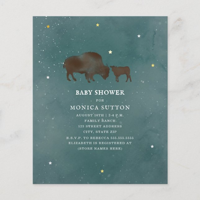 Budget Buffalo Stars Baby Shower Invitation (Front)