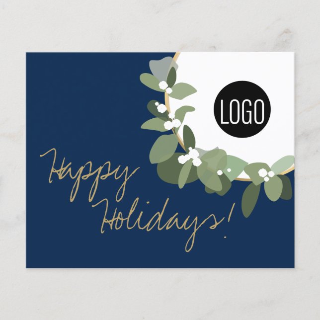 Budget Bulk Blue Gold Modern Wreath Your Logo (Front)