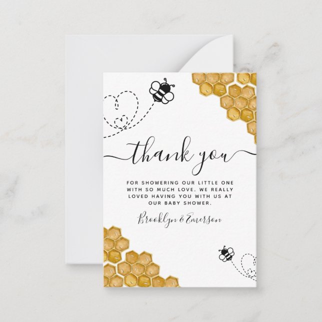 BUDGET Bumblebee Honeycomb Baby Shower Thank You Card (Front)
