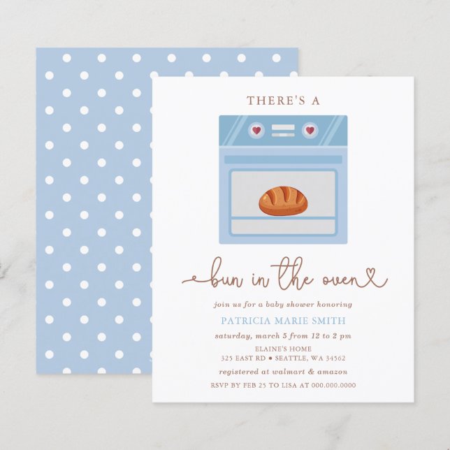 Budget Bun In The Oven Blue Baby Boy Baby Shower (Front/Back)