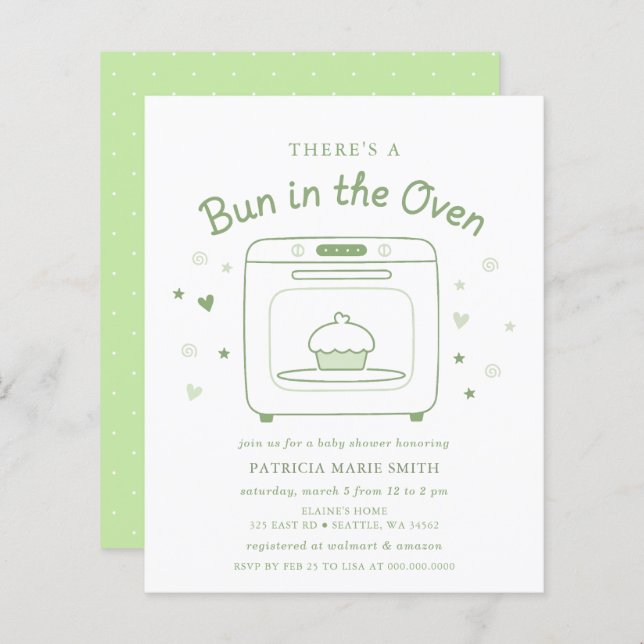Budget Bun In The Oven Gender Neutral Baby Shower (Front/Back)