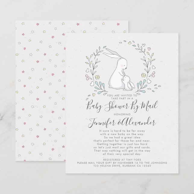 BUDGET Bunny Floral Baby Shower By Mail (Front/Back)