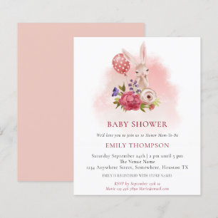 Budget Bunny Florals Pink Baby Shower Invitation