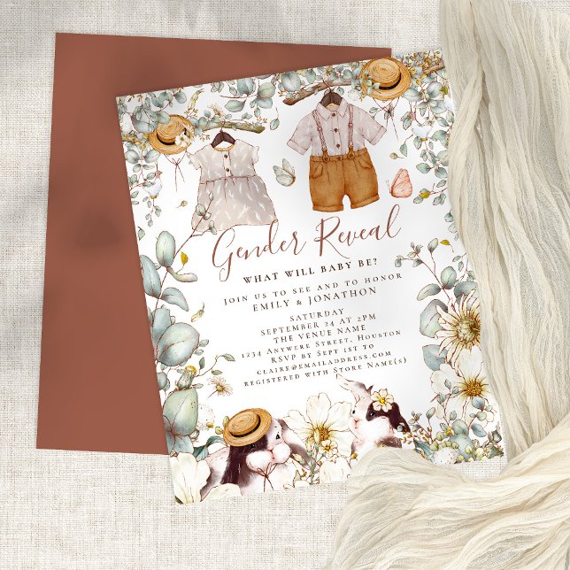 Budget Bunny Gender Reveal Baby Shower Invitation (Creator Uploaded)