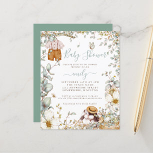 Budget Bunny Sage Boy Baby Shower Invitation