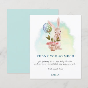 Budget Bunny Teal Baby Shower Thank You