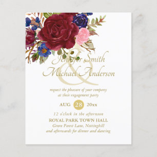 Budget Burgundy Blue Pink Rose Wedding Engagement