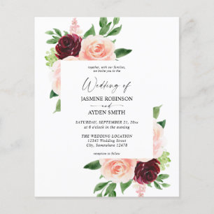 Budget Burgundy & Blush Pink 4 Floral Wedding