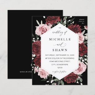 Budget Burgundy & Blush Pink 6 Floral - Black