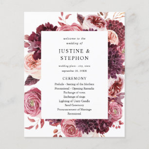Budget Burgundy & Blush Pink 8B Wedding Ceremony Flyer
