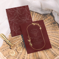 Budget Burgundy Botanical Gold Frame Wedding