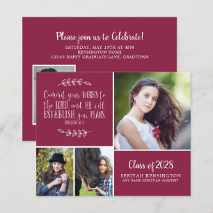 BUDGET Burgundy Christian Graduation Announcement