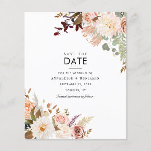 Budget Burgundy Floral Eucalyptus Save the Date