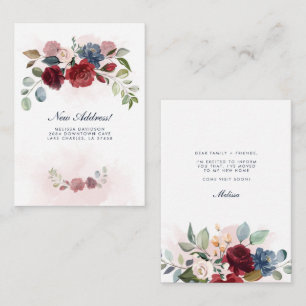 Budget Burgundy Floral Moving Announcement