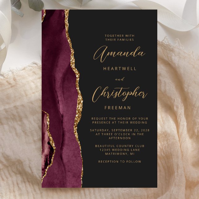 Budget Burgundy Gold Agate Dark Wedding (Creator Uploaded)