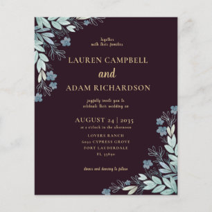 Budget Burgundy & Gold Foliage Wedding Invitation