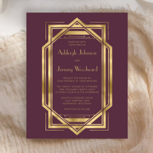 Budget Burgundy Gold Vintage 1920s Deco Wedding