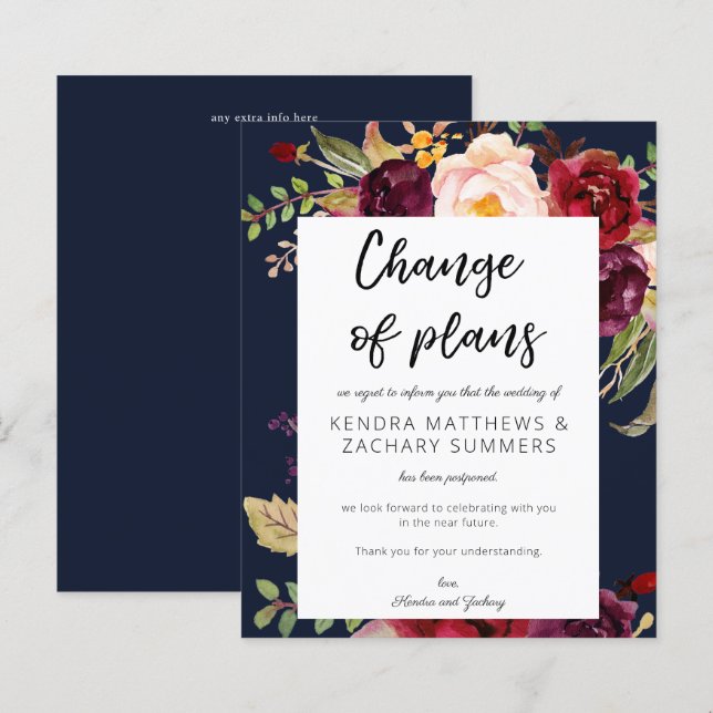 Budget Burgundy Marsala Floral NVY Change of Plans (Front/Back)