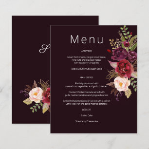 Budget Burgundy Marsala & Pink Floral Menu- Burg 2