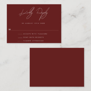 BUDGET Burgundy Minimalist Wedding RSVP Card