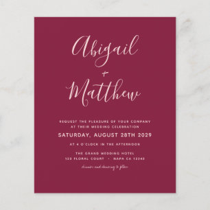 Budget Burgundy Modern Simple Wedding Invitation   Flyer