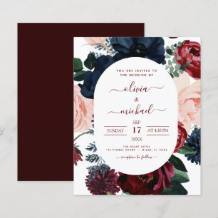 Budget Burgundy Navy Blue Floral Wedding