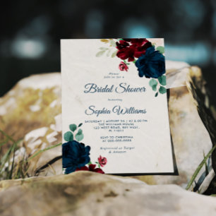Budget Burgundy & Navy Bridal Shower Invitation