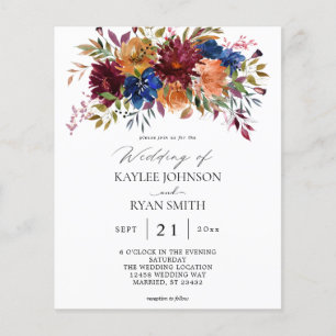 Budget Burgundy, Navy, Orange Fall Floral Wedding