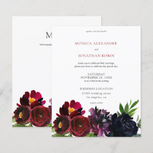 Budget Burgundy Navy Plum Floral Wedding