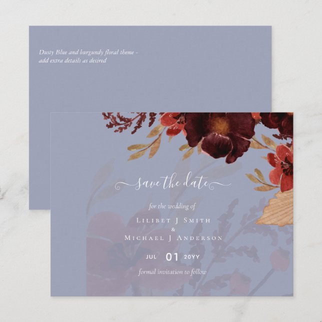 Budget Burgundy Orange Fall Floral Wedding Postcard (Front/Back)