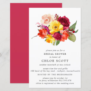 Budget Burgundy Orange Yellow Bridal Shower Invite