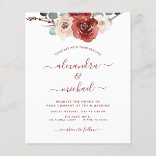 Budget Burgundy Photo Wedding Fall Floral Flyer