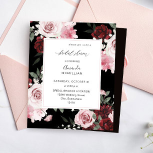 Budget Burgundy & Pink Floral 6 Bridal Shower - B
