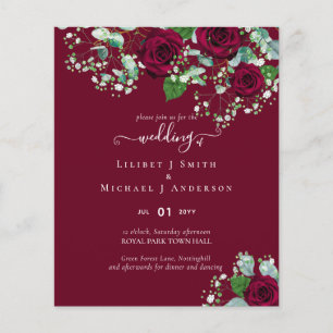 BUDGET Burgundy Red Roses Gypsophila WEDDING