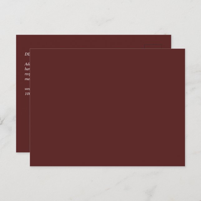 Budget Burgundy RSVP Monochrome Elegant Simple Postcard (Front/Back)